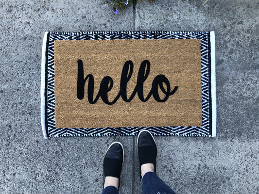 Farmhouse script hello Doormat