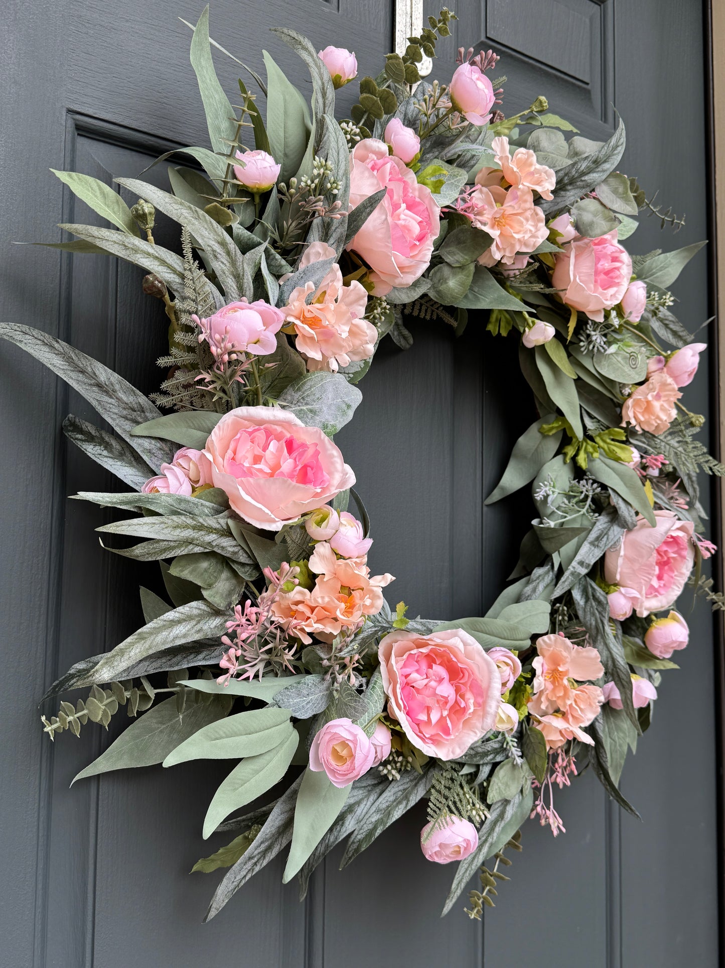 Pink Peony & Eucalyptus Wreath