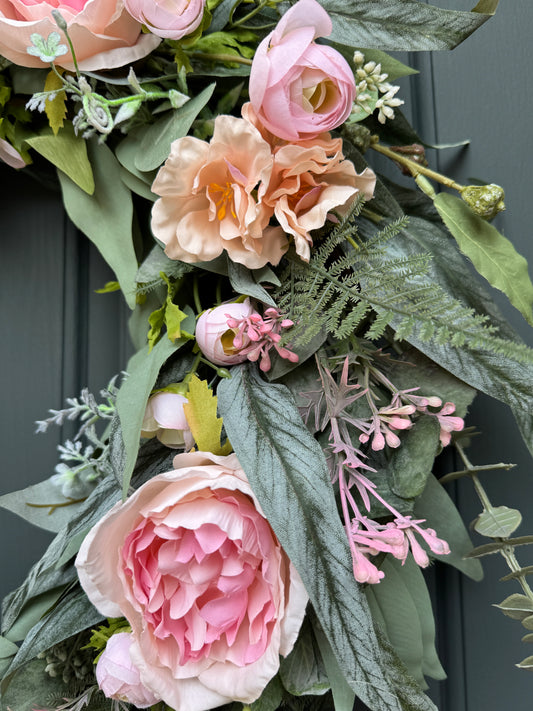 Pink Peony & Eucalyptus Wreath