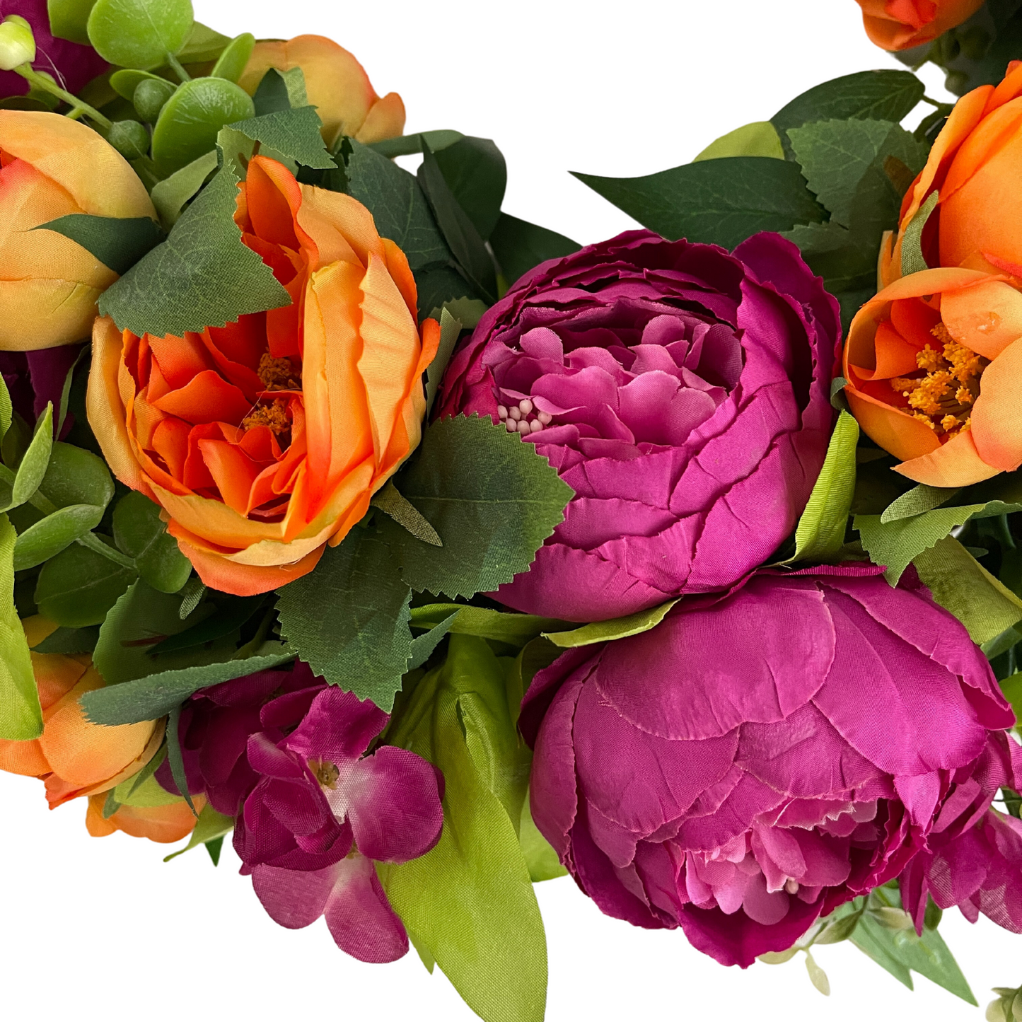 Summer Pink & Orange Peony Wreath