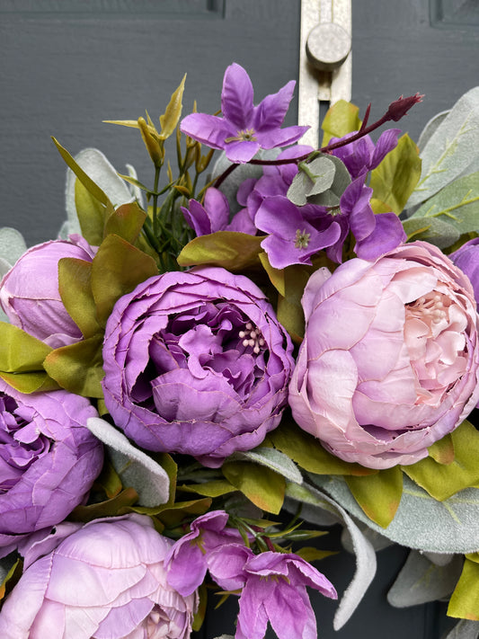 Purple Peony Spring Wreath