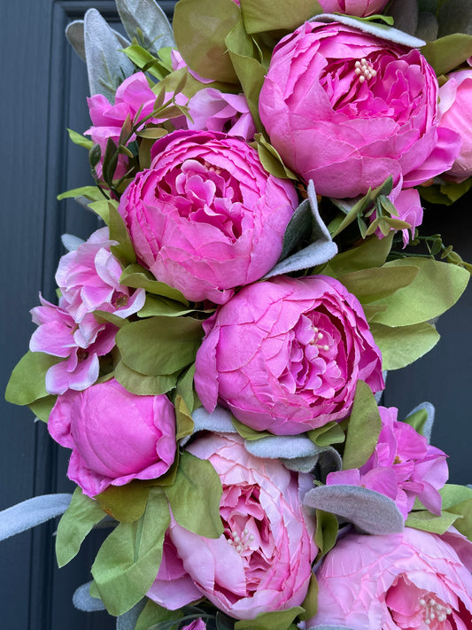 Blush Pink Peony Spring Wreath