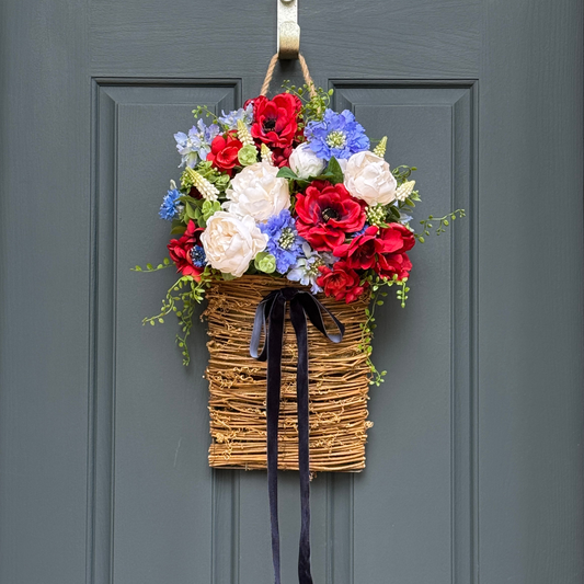 Patriotic Floral Basket Wreath