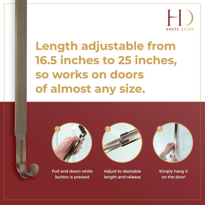 Adjustable Antique Brass Metal Wreath Hanger