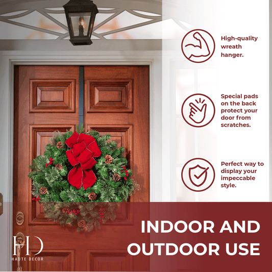 Adjustable Matte Black Metal Wreath Hanger – Modern Front Door Hook