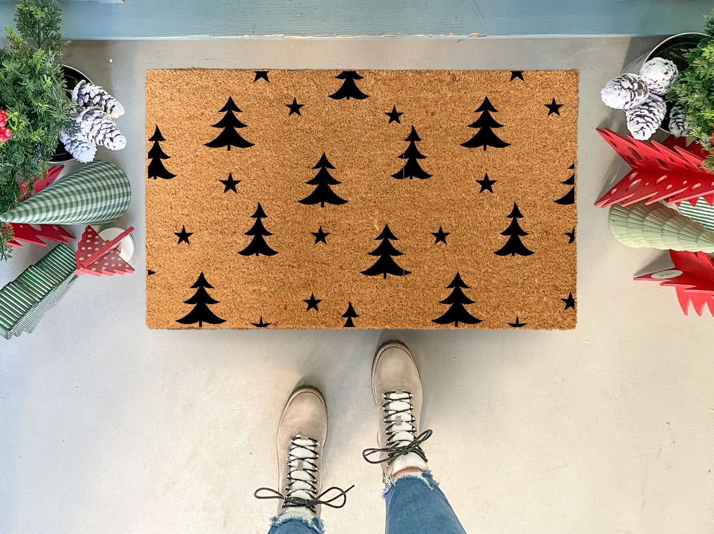 Christmas Trees Pattern Coir Doormat