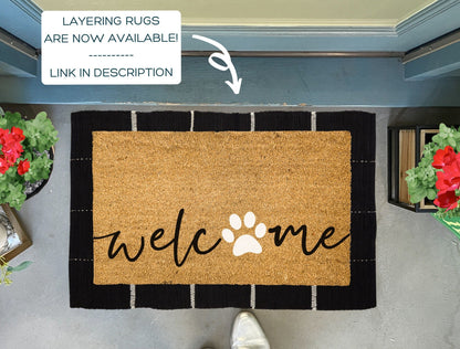 Welcome Doormat with Paw Print