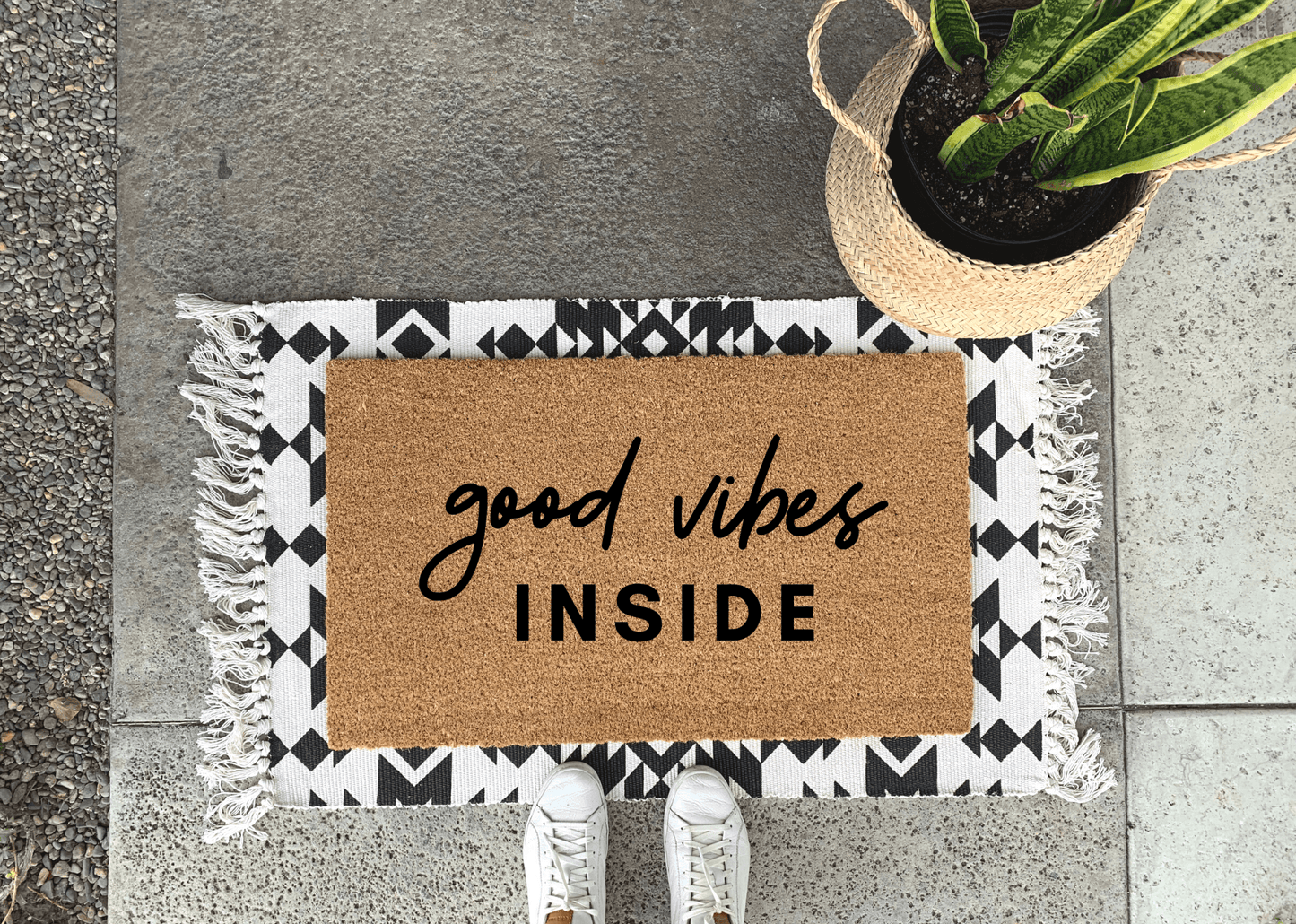 Good Vibes Inside Funny Doormat