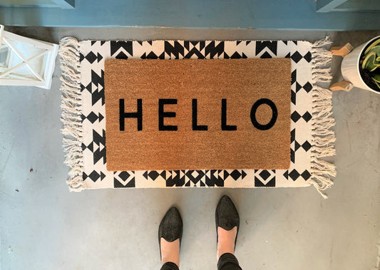 Modern HELLO Outdoor Doormat