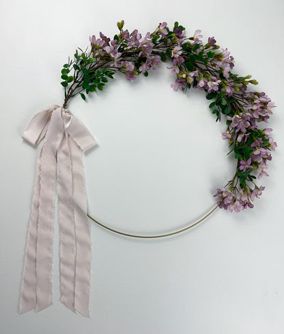 Lavender Cherry Blossom Spring Hoop Wreath