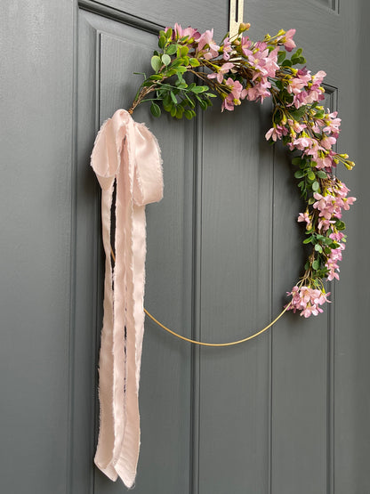 Lavender Cherry Blossom Spring Hoop Wreath