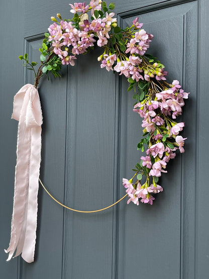 Lavender Cherry Blossom Spring Hoop Wreath