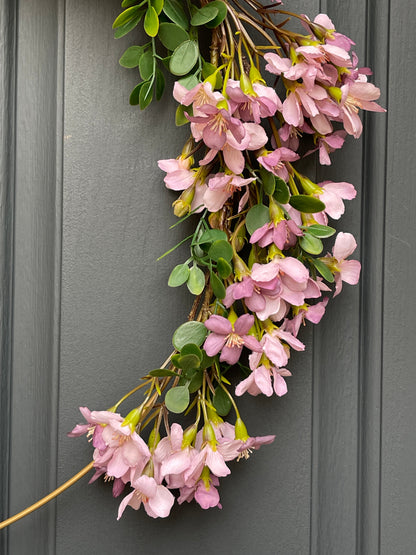Lavender Cherry Blossom Spring Hoop Wreath