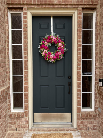 Spring + Summer Pink Peony & Lambs Ear Wreath