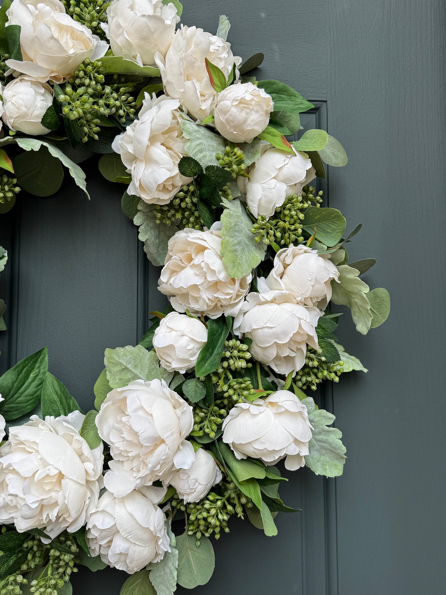 White Peony & Eucalyptus Wreath