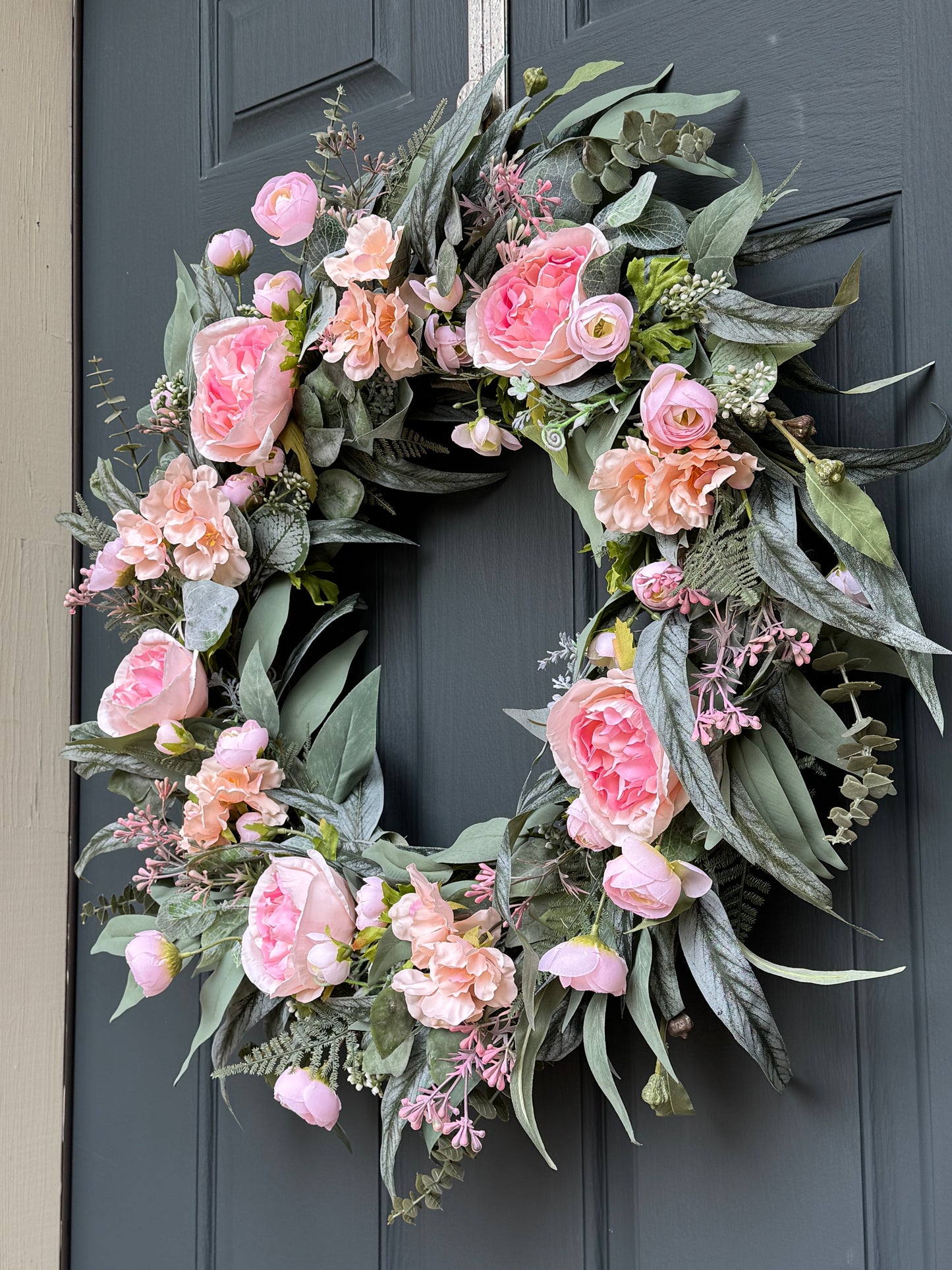 Pink Peony & Eucalyptus Wreath