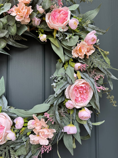 Pink Peony & Eucalyptus Wreath
