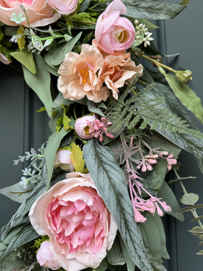 Pink Peony & Eucalyptus Wreath