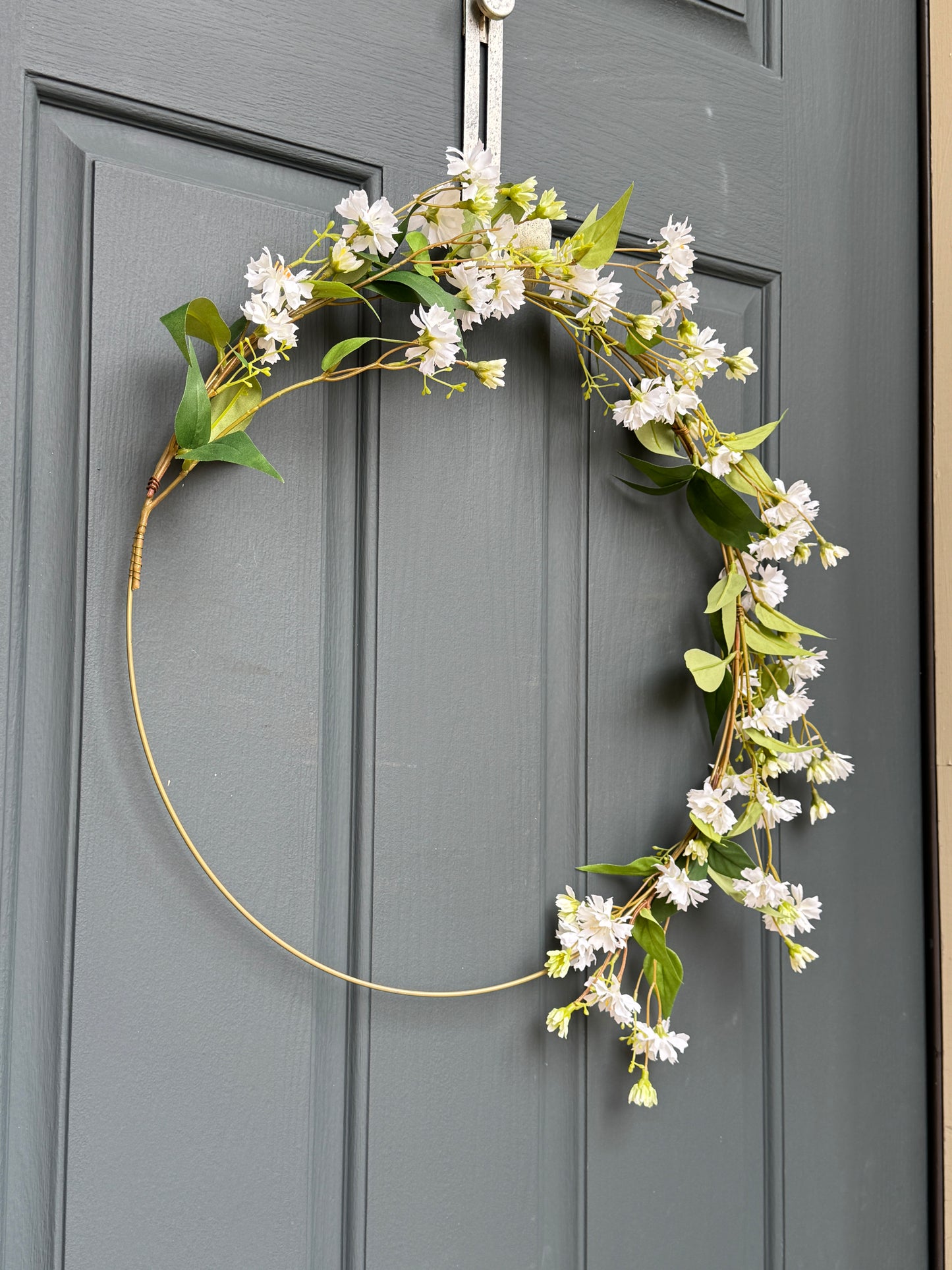 Modern White Floral Hoop Wreath