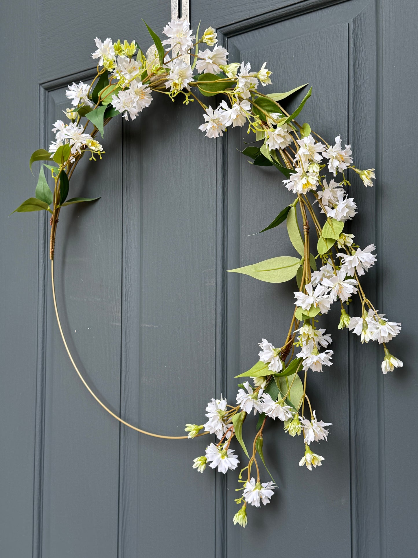 Modern White Floral Hoop Wreath