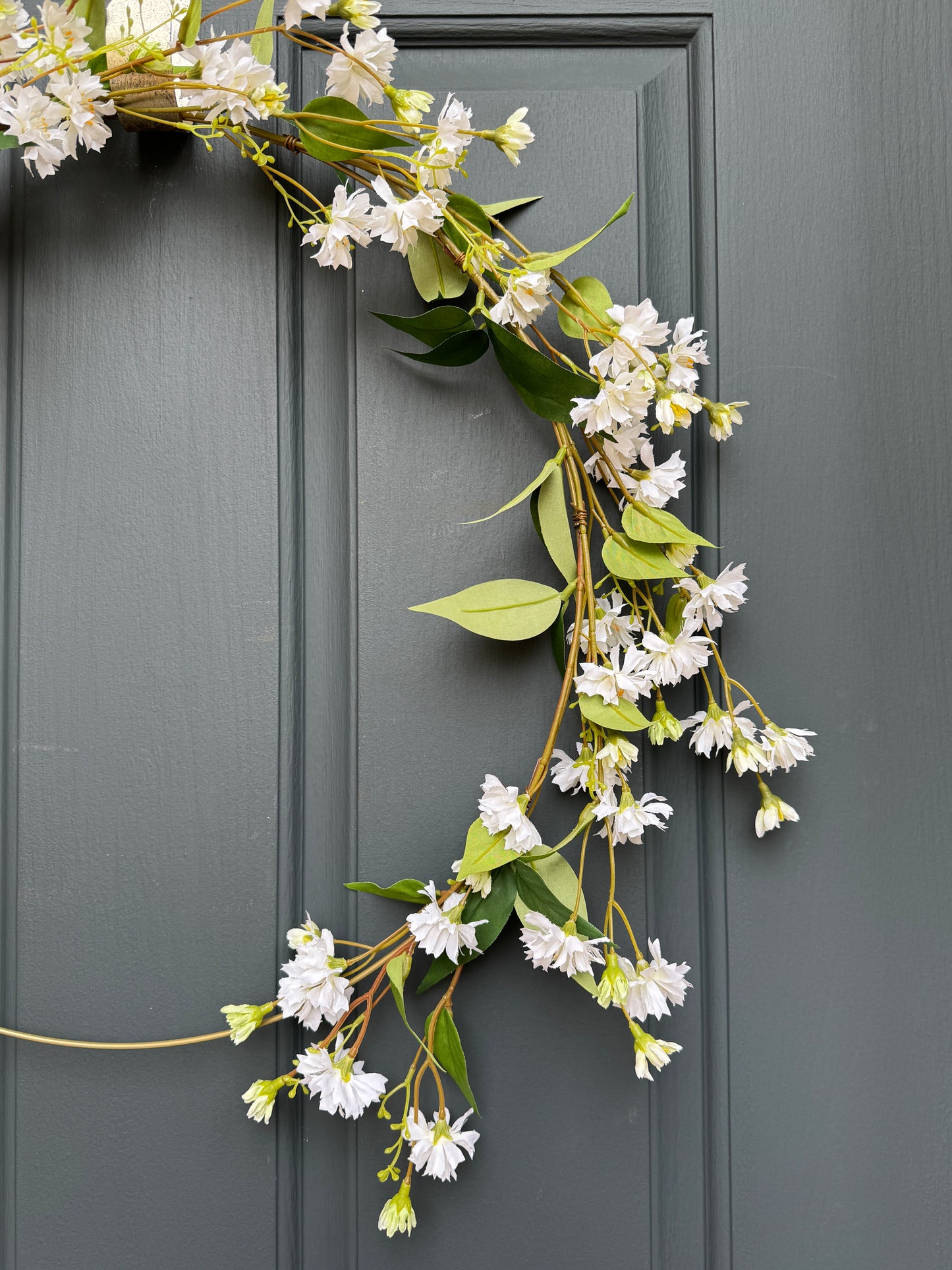 Modern White Floral Hoop Wreath