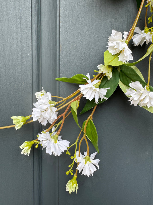 Modern White Floral Hoop Wreath