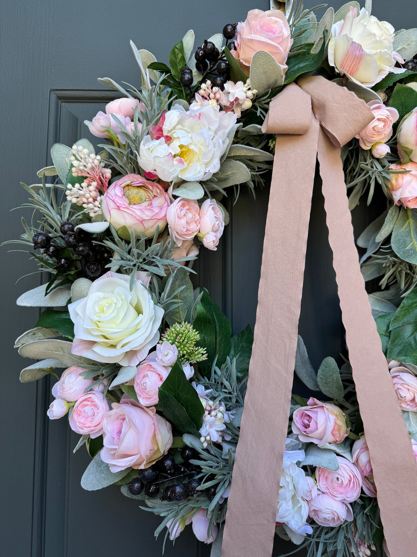 Pink Peony, Rose & Ranunculus Wreath