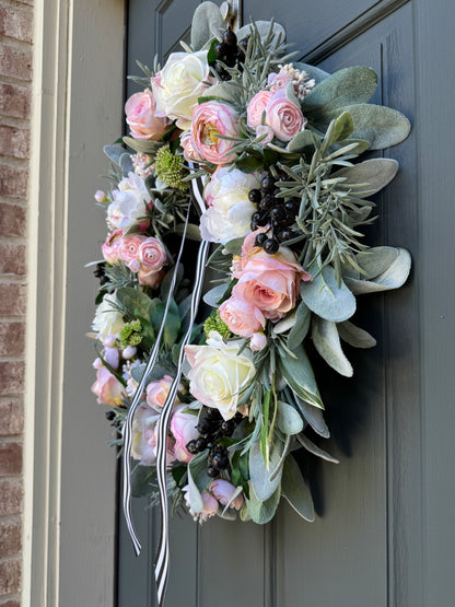 Pink Peony & Rose Wreath