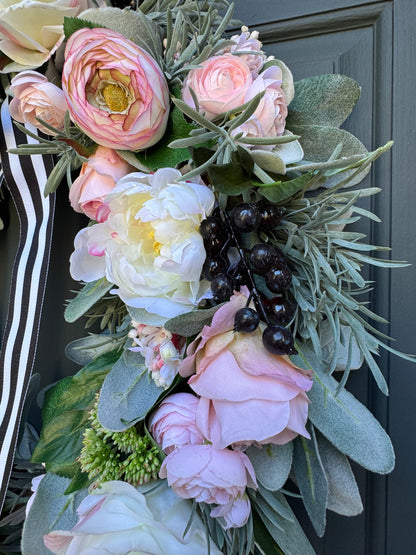 Pink Peony & Rose Wreath