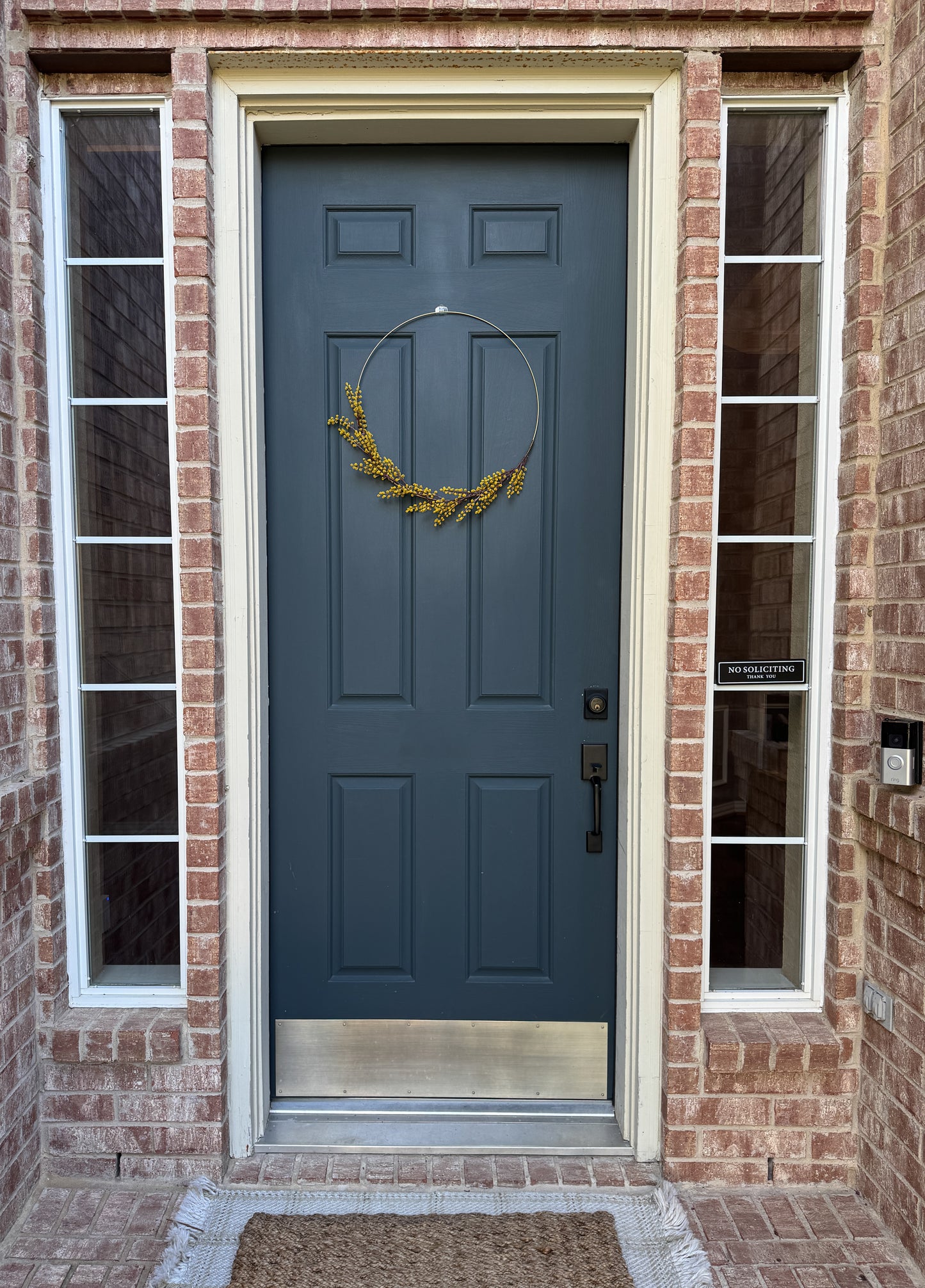 Modern Fall Golden-Yellow Mimosa Hoop Wreath