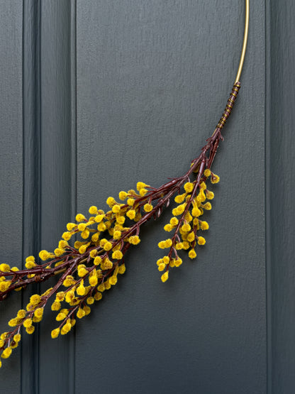 Modern Fall Golden-Yellow Mimosa Hoop Wreath