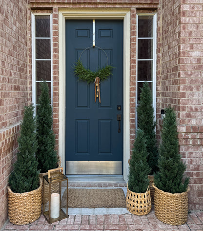 Modern Juniper Christmas Wreath with Hanging Gold Bells