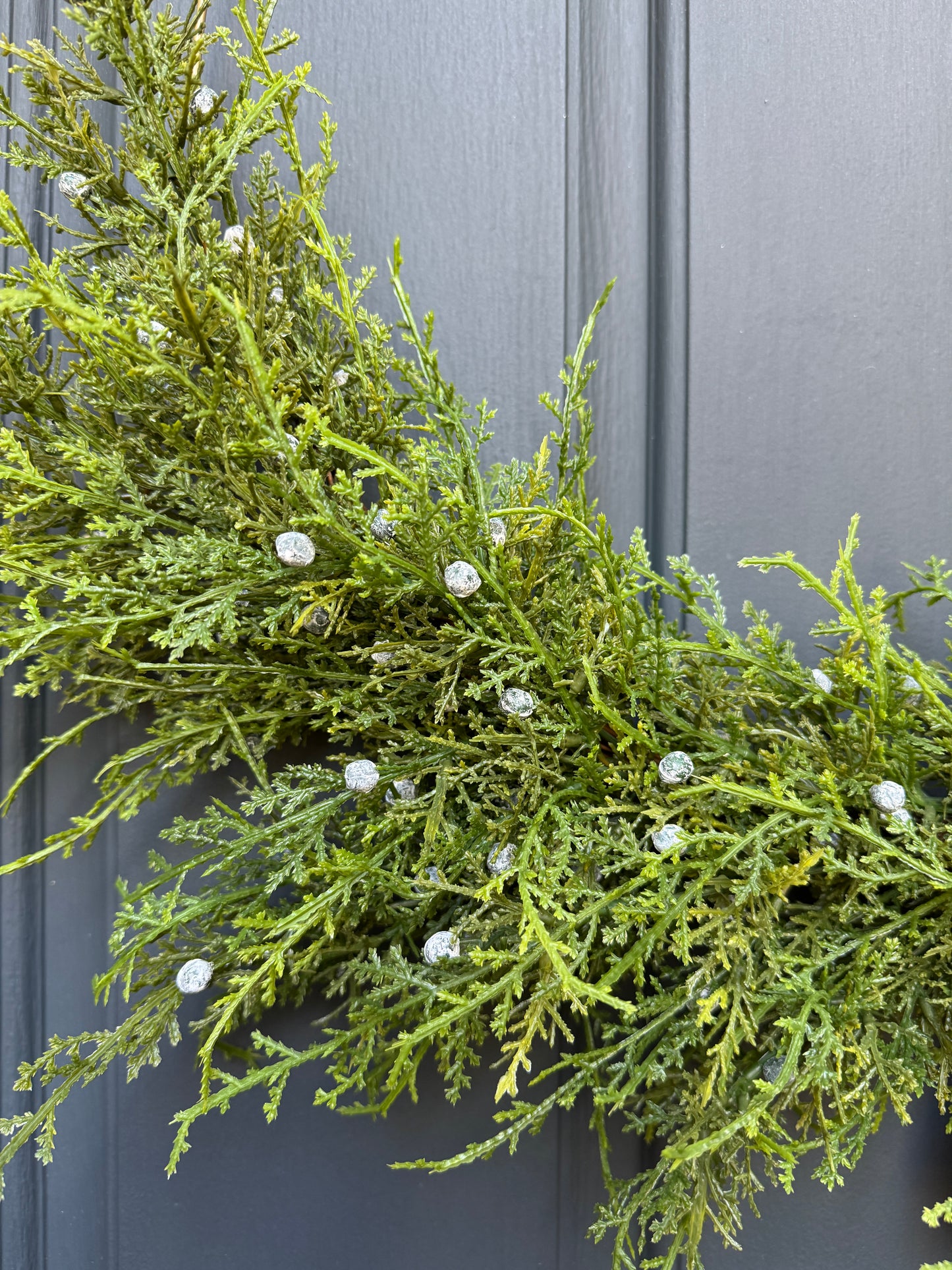 Modern Juniper Christmas Wreath with Hanging Gold Bells