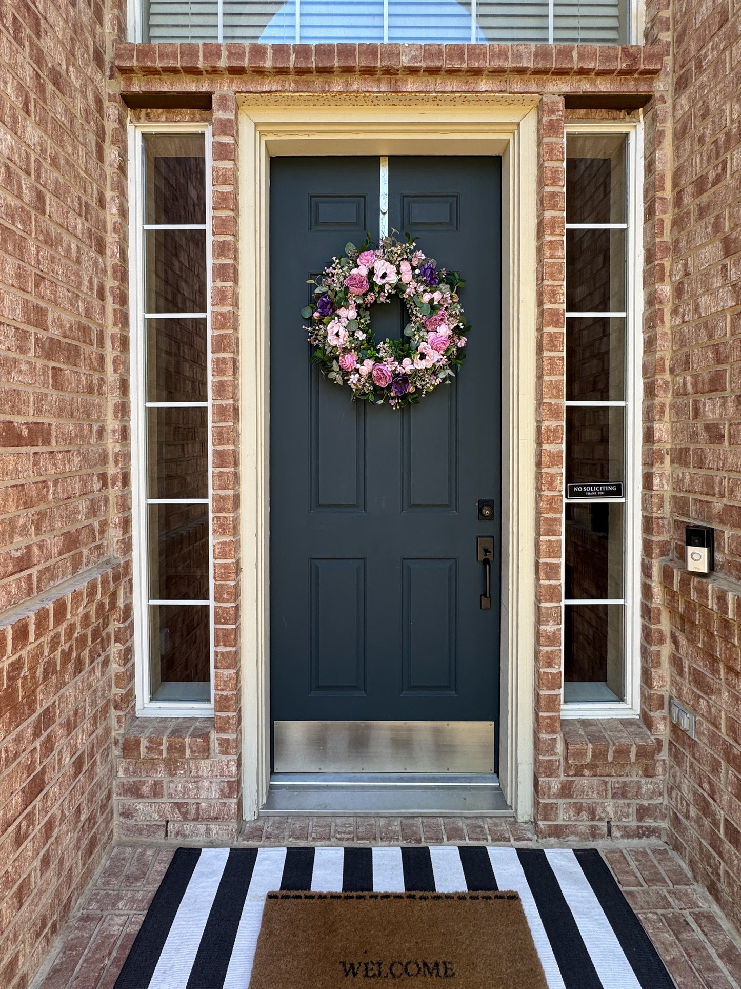 Pink and Purple Spring Summer Wreath with Ranunculus, Anemone, and Layered Greenery