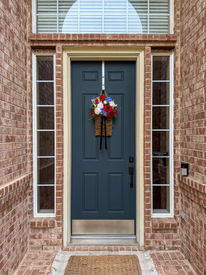 Patriotic Floral Basket Wreath