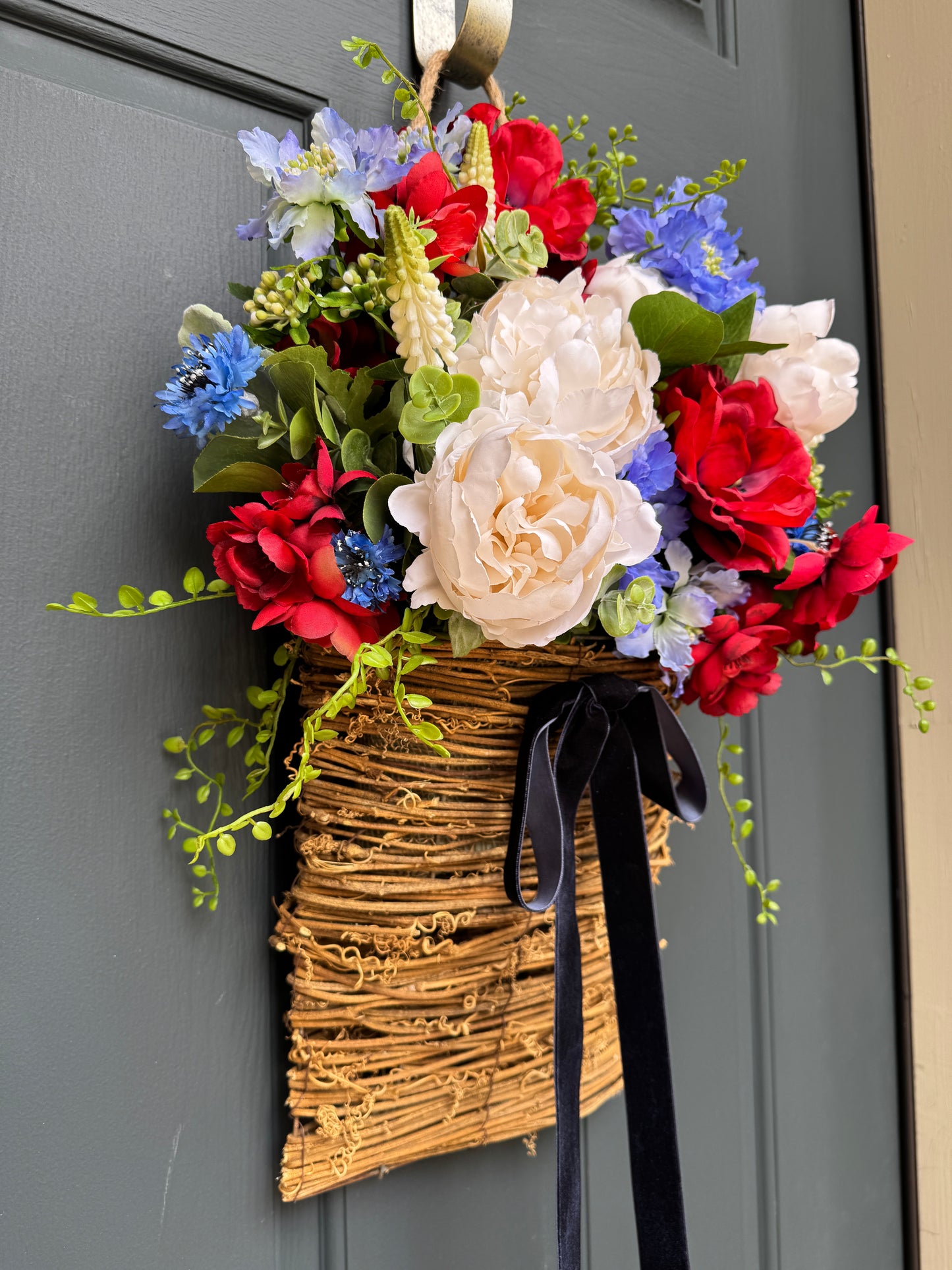 Patriotic Floral Basket Wreath