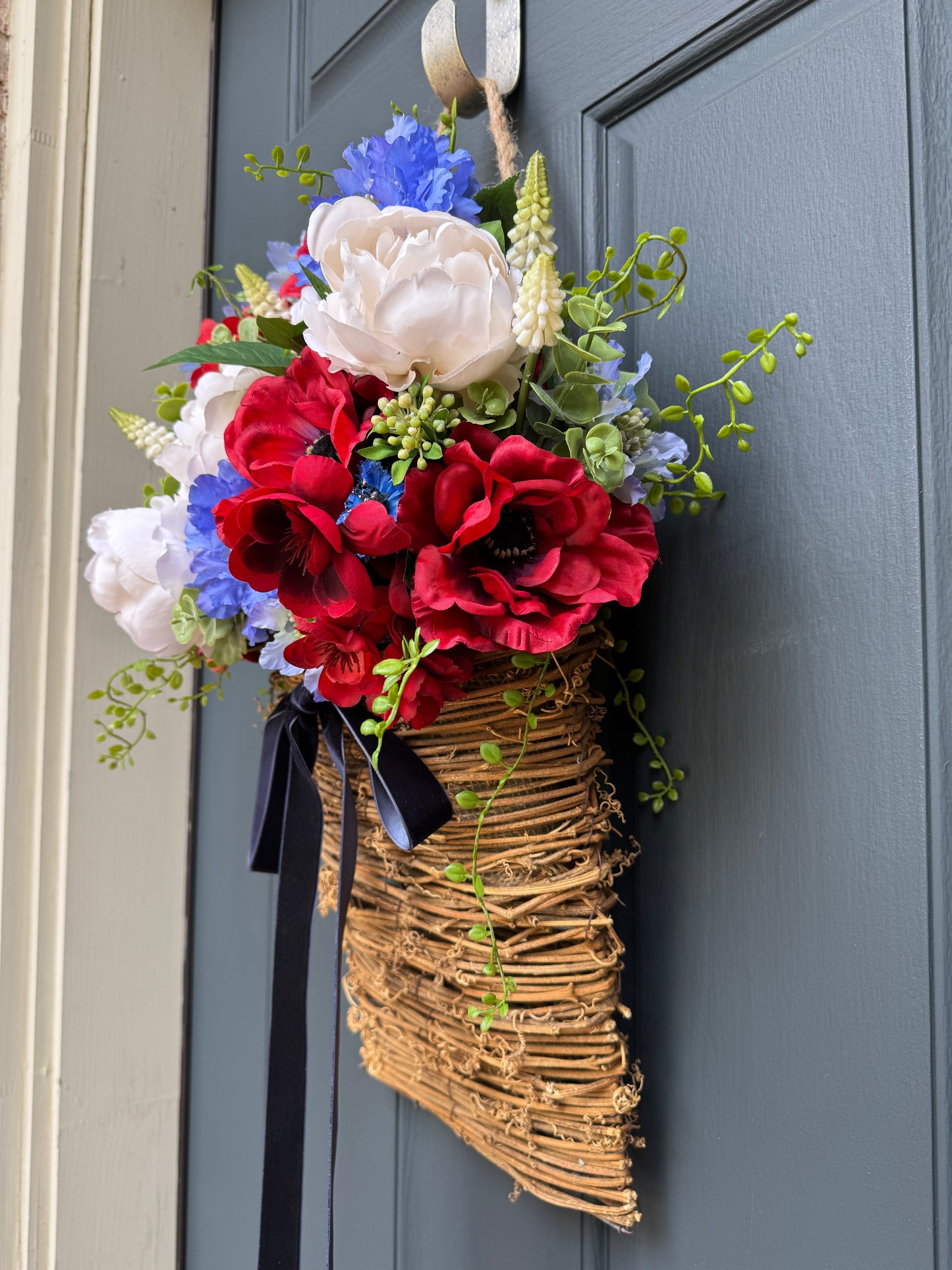 Patriotic Floral Basket Wreath