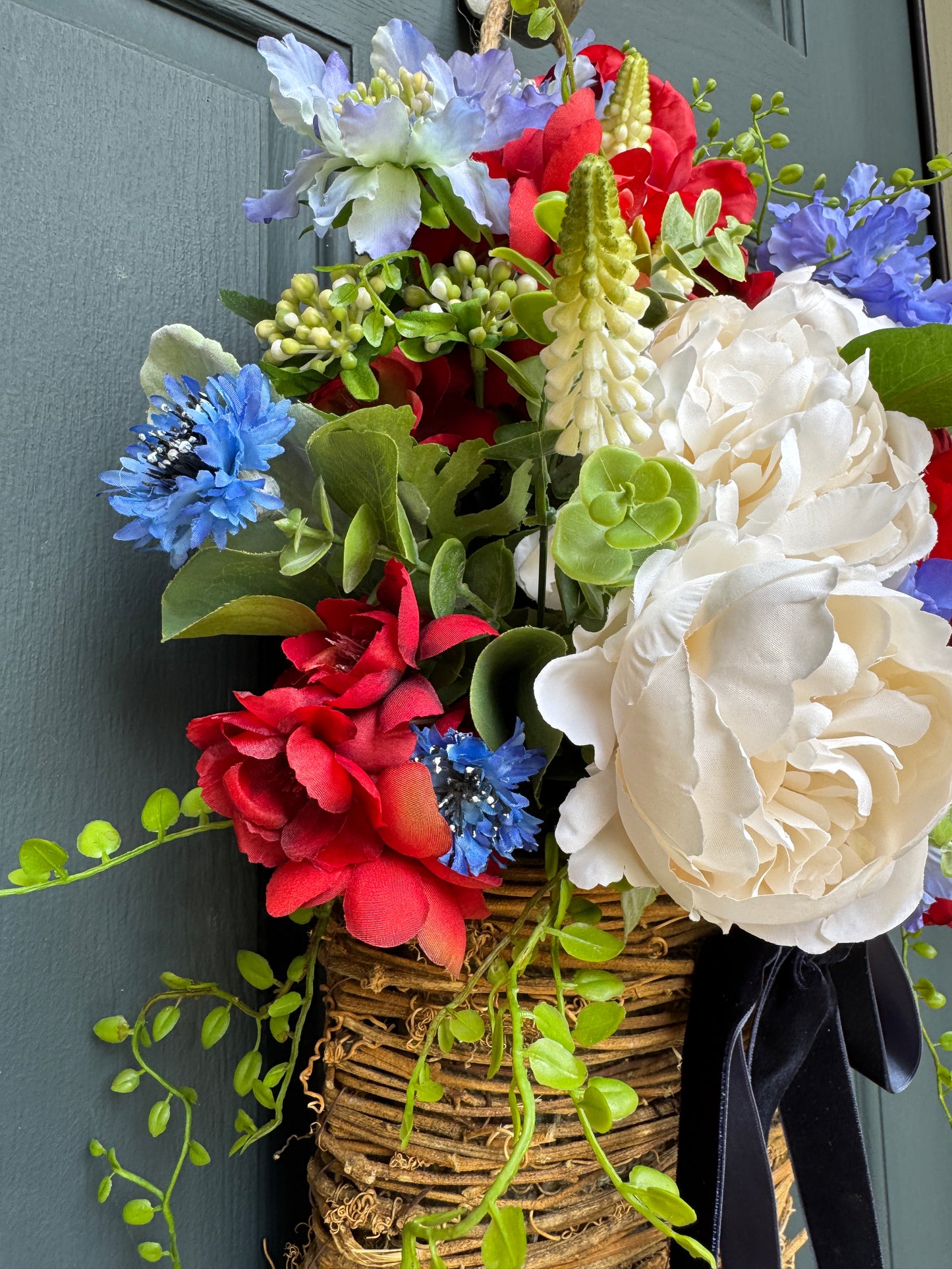 Patriotic Floral Basket Wreath