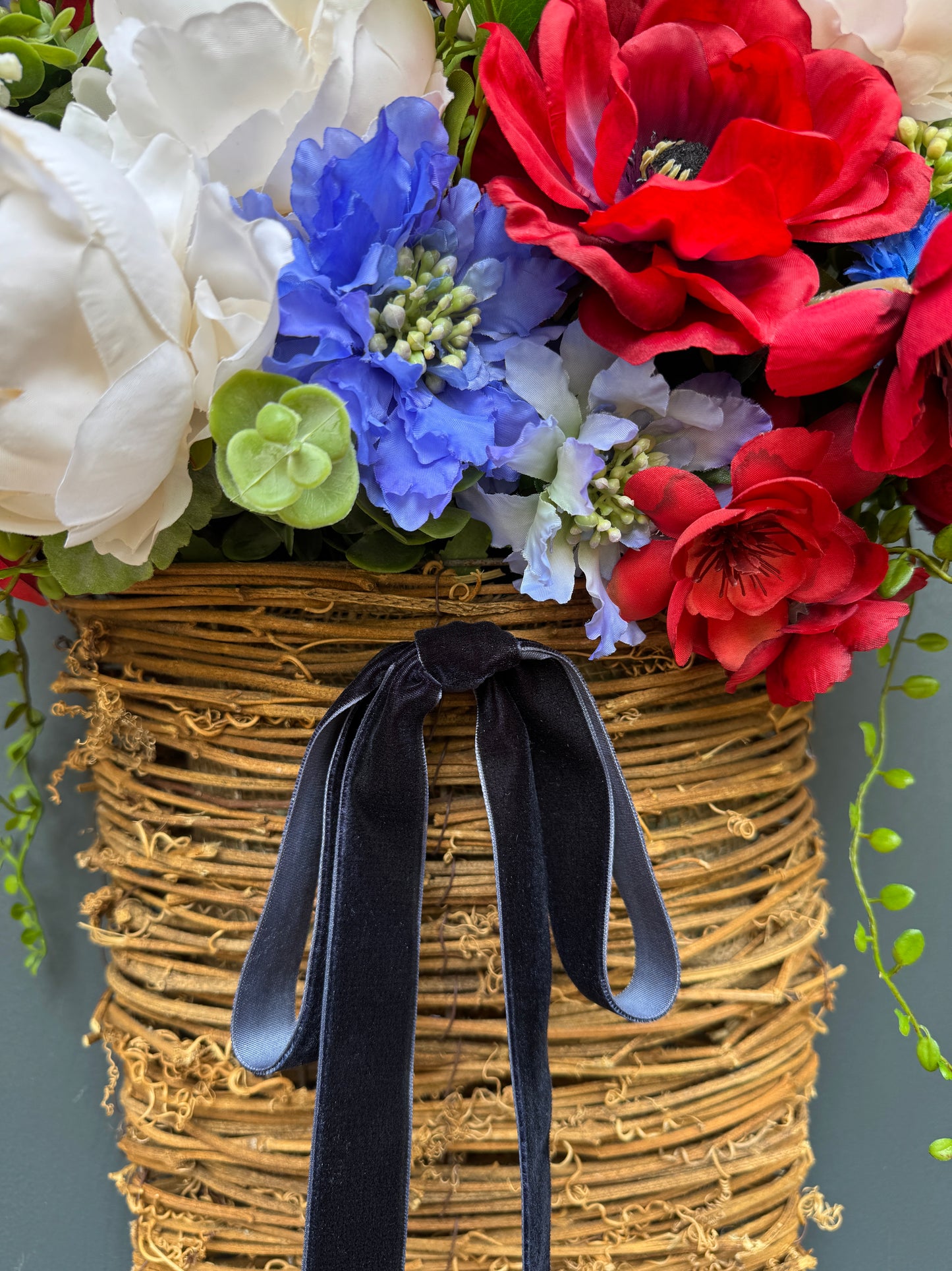 Patriotic Floral Basket Wreath