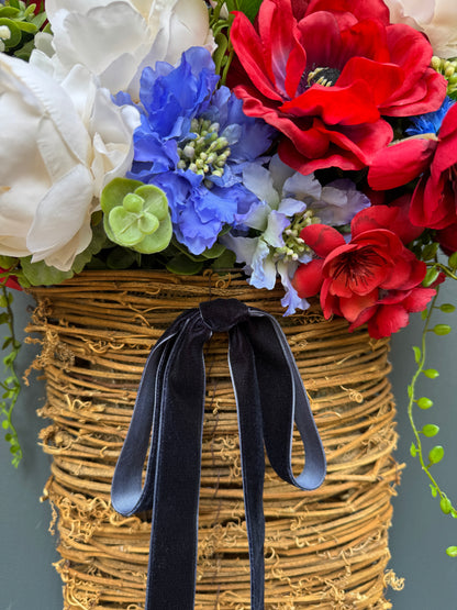 Patriotic Floral Basket Wreath