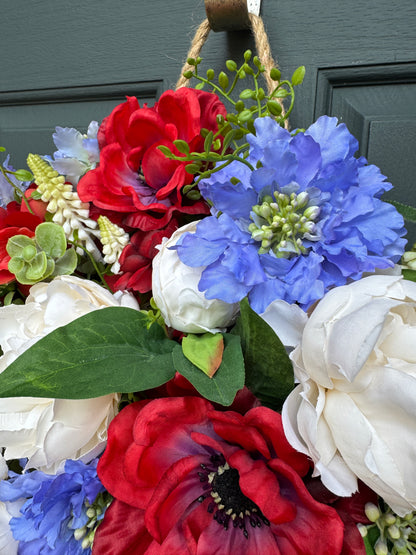 Patriotic Floral Basket Wreath
