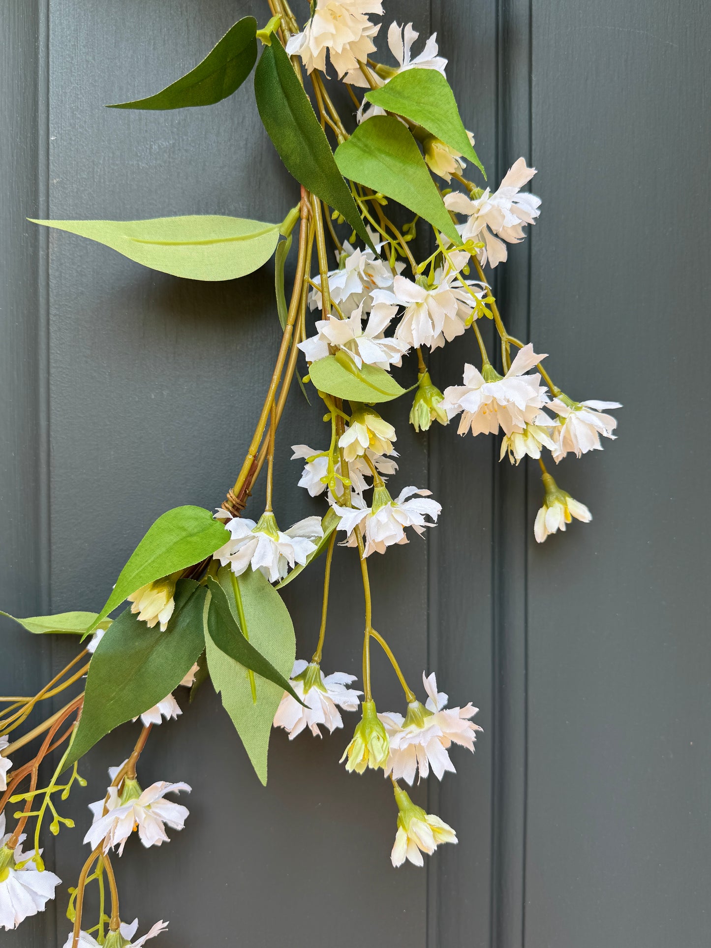 Modern White Floral Spring Hoop Wreath