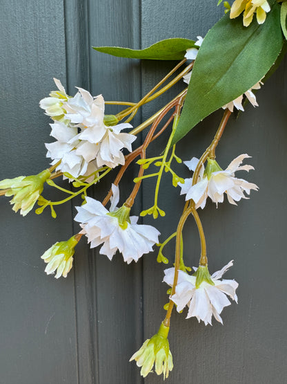 Modern White Floral Spring Hoop Wreath