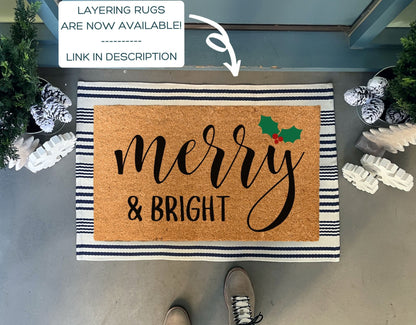 Merry and Bright Outdoor Christmas Doormat