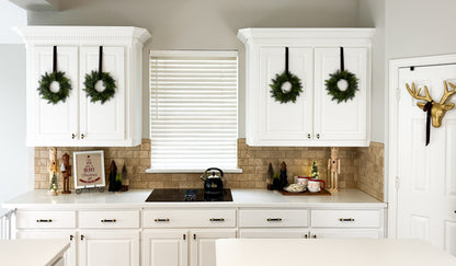 Mini Cedar Christmas Wreath Set with Brown Velvet Ribbon