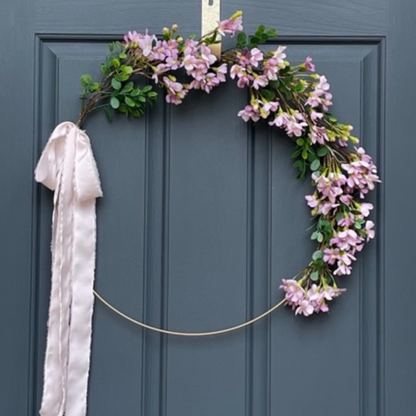 Lavender Cherry Blossom Spring Hoop Wreath