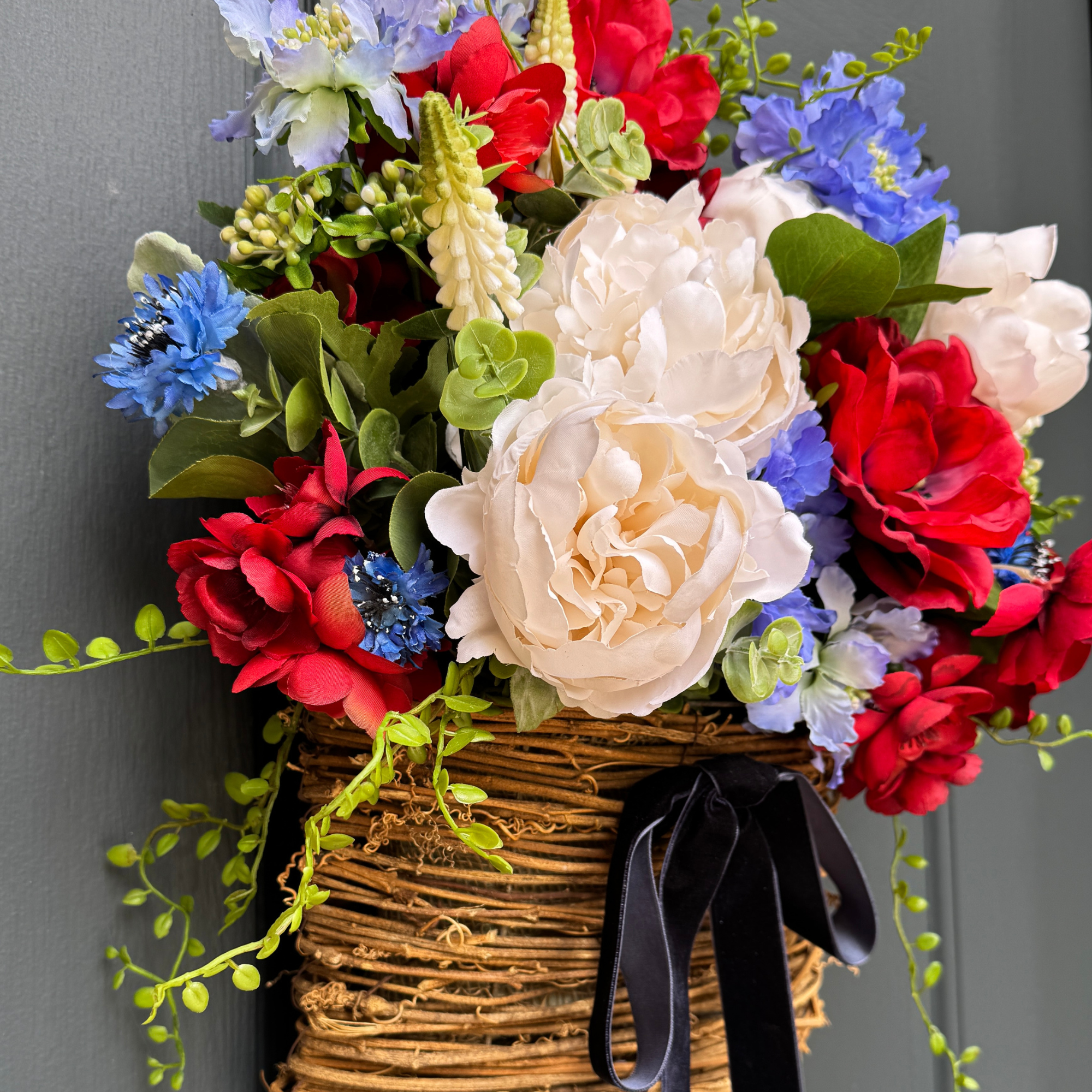 Patriotic Floral Basket Wreath