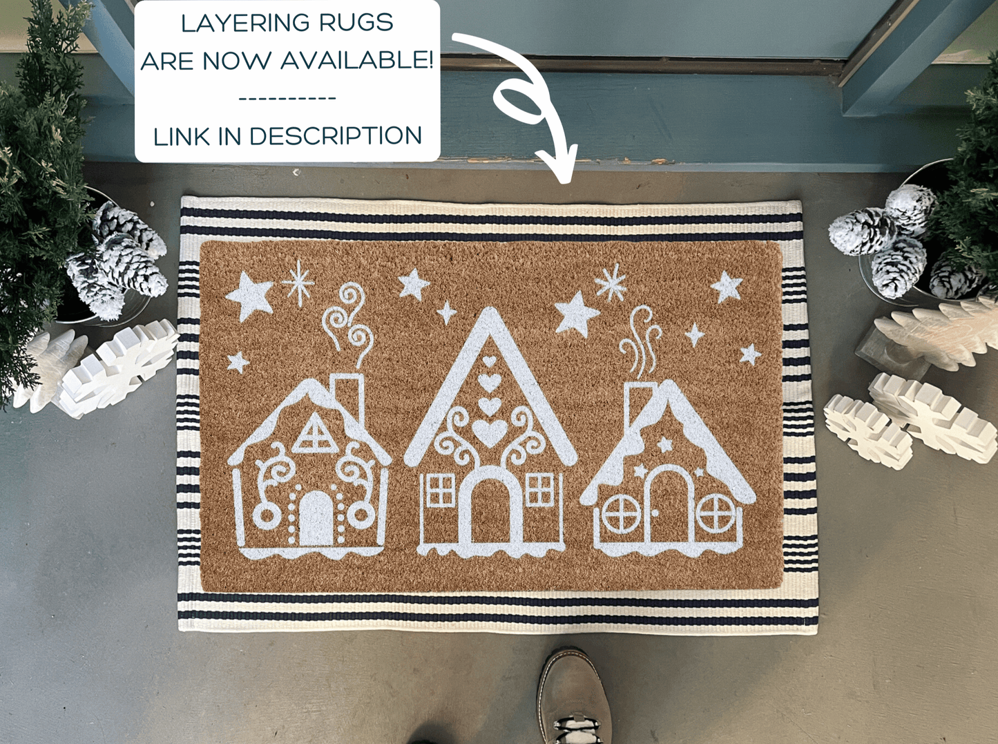 Gingerbread House Trio Christmas Doormat