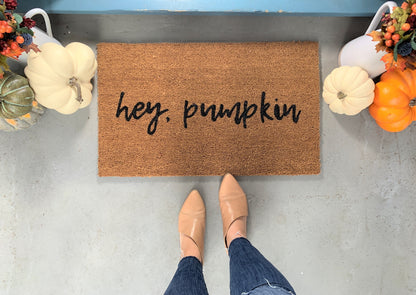 hey pumpkin Funny Fall Doormat