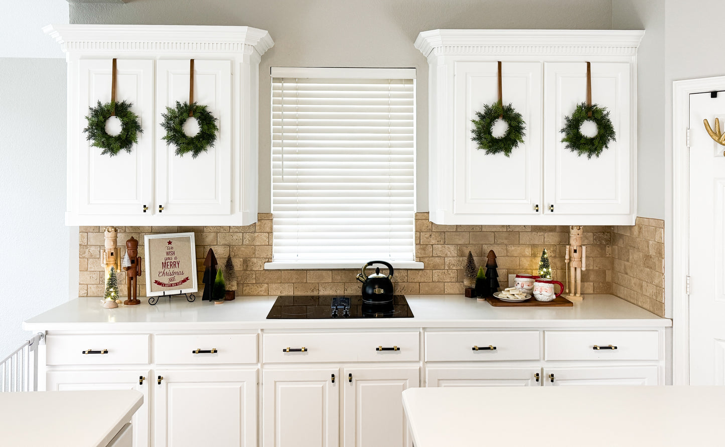 Mini Cedar Christmas Wreath Set with Antique Gold Velvet Ribbon